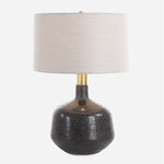 Uttermost 30470 Flanagan Mottled Gloss Table Lamp with Matte Black Ceramic Base