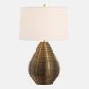 Uttermost 30463 Knowles Hand-Forged Brushed Brass Table Lamp with White Linen Shade