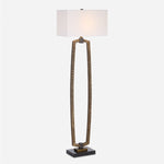 Uttermost 30452 Relic Gold Floor Lamp with Textured Parallel Base Black Marble Foot
