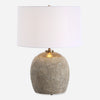 Uttermost 30479-1 Raylan Rustic Textured Concrete Table Lamp with Antique Brass Accents