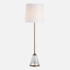 Uttermost 30480-1 Alistair Seeded Glass and Antique Brass Buffet Lamp with White Linen Shade