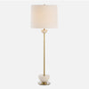 Uttermost 30481-1 Hemisphere Brass Buffet Lamp with Travertine Half Sphere Accents and Oatmeal Linen Shade