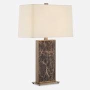 Uttermost 30501-1 Lafferty Emperador Dark Brown Marble Table Lamp with Brass Frame