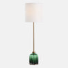 Uttermost 30504-1 Lois Green Glass Buffet Lamp with Fluted Emerald Base and Brass Accents