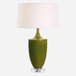 Uttermost 30510-1 Adela Moss Green Table Lamp with Crackled Ceramic Urn Base Crystal Foo