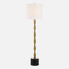 Uttermost 30459-1 Ezra Brass Buffet Lamp with Black Marble Base and White Linen Shade