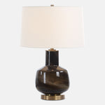 Uttermost 30460 Buchanan Charcoal Table Lamp with Smokey Glass and Brass Accents