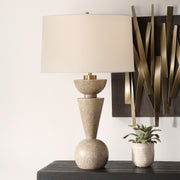 Uttermost 30475 Cullum Geometric Table Lamp with Sand Stone Finish