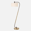 Uttermost 30476 Irwin Curved Brass and Bronze Arched Floor Lamp with White Linen Shade