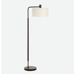 Uttermost 30477 Richie Black Floor Lamp with White Linen Shade and Marble Base