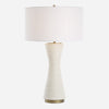 Uttermost 30482 Ridgeline Matte White Table Lamp with Antique Brass Accents
