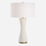 Uttermost 30482 Ridgeline Matte White Table Lamp with Antique Brass Accents