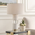 Uttermost 30472 Maliyah Linen Table Lamp with Crystal Accent and Beige Fabric Shade