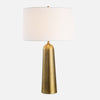 Uttermost 30484 Flinchem Brass Table Lamp in Antique Finish with White Linen Shade