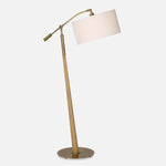 Uttermost 30485 Kennett Wooden Floor Lamp with Antique Brass Adjustable Arm