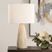 Uttermost 30507-1 Maury Travertine Table Lamp with Unfilled Stone Look