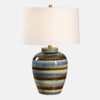 Uttermost 30493 Judarn Blue Brown Table Lamp with Glazed Ceramic Urn Base