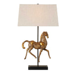 Sculptural Horse Table Lamp 28.75" H With Gold Detail And Black Base For Modern Decor by One Pixie Street