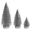 Vickerman LS190307 3"-5"-7" Silver Glitter Oval Pine Artificial Christmas Tree Set Of 3