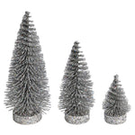 Vickerman LS190307 3"-5"-7" Silver Glitter Oval Pine Artificial Christmas Tree Set Of 3