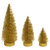 Vickerman LS190308 3"-5"-7" Gold Glitter Oval Pine Artificial Christmas Tree Set Of 3