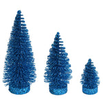 Vickerman LS190312 3"-5"-7" Turquoise Glitter Oval Pine Artificial Christmas Tree Set Of 3