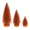 Vickerman LS190318 3"-5"-7" Burnished Orange Glitter Oval Pine Artificial Christmas Tree Set Of 3