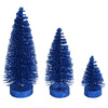 Vickerman LS190331 3"-5"-7" Midnight Blue Glitter Oval Pine Artificial Christmas Tree Set Of 3