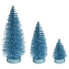 Vickerman LS190332 3"-5"-7" Baby Blue Glitter Oval Pine Artificial Christmas Tree Set Of 3