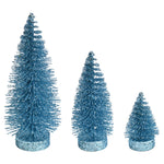Vickerman LS190332 3"-5"-7" Baby Blue Glitter Oval Pine Artificial Christmas Tree Set Of 3