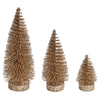 Vickerman LS190338 3"-5"-7" Champagne Glitter Oval Pine Artificial Christmas Tree Set Of 3