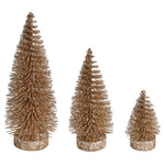 Vickerman LS190338 3"-5"-7" Champagne Glitter Oval Pine Artificial Christmas Tree Set Of 3