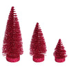 Vickerman LS190363 3"-5"-7" Dusty Rose Glitter Oval Pine Artificial Christmas Tree Set Of 3