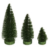 Vickerman LS190364 3"-5"-7" Moss Green Glitter Oval Pine Artificial Christmas Tree Set Of 3