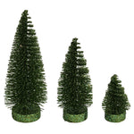 Vickerman LS190364 3"-5"-7" Moss Green Glitter Oval Pine Artificial Christmas Tree Set Of 3