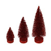 Vickerman LS190365 3"-5"-7" Burgundy Glitter Oval Pine Artificial Christmas Tree Set Of 3