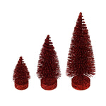 Vickerman LS190365 3"-5"-7" Burgundy Glitter Oval Pine Artificial Christmas Tree Set Of 3