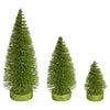 Vickerman LS190373 3"-5"-7" Lime Glitter Oval Pine Artificial Christmas Tree Set Of 3