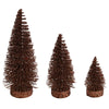 Vickerman LS190375 3"-5"-7" Chocolate Glitter Oval Pine Artificial Christmas Tree Set Of 3
