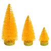 Vickerman LS190378 3"-5"-7" Yellow Glitter Oval Pine Artificial Christmas Tree Set Of 3
