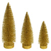 Vickerman LS190708 7"-9"-11" Gold Glitter Oval Pine Artificial Christmas Tree Set Of 3