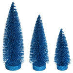 Vickerman LS190712 7"-9"-11" Turquoise Glitter Oval Pine Artificial Christmas Tree Set Of 3