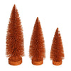 Vickerman LS190718 7"-9"-11" Burnished Orange Glitter Oval Pine Artificial Christmas Tree Set Of 3