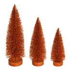 Vickerman LS190718 7"-9"-11" Burnished Orange Glitter Oval Pine Artificial Christmas Tree Set Of 3