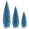Vickerman LS190732 7"-9"-11" Baby Blue Glitter Oval Pine Artificial Christmas Tree Set Of 3