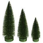 Vickerman LS190764 7"-9"-11" Moss Green Glitter Oval Pine Artificial Christmas Tree Set Of 3