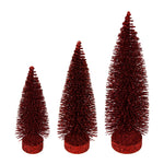Vickerman LS190765 7"-9"-11" Burgundy Glitter Oval Pine Artificial Christmas Tree Set Of 3