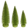 Vickerman LS190773 7"-9"-11" Lime Glitter Oval Pine Artificial Christmas Tree Set Of 3