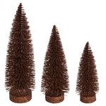 Vickerman LS190775 7"-9"-11" Chocolate Glitter Oval Pine Artificial Christmas Tree Set Of 3