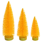 Vickerman LS190778 7"-9"-11" Yellow Glitter Oval Pine Artificial Christmas Tree Set Of 3